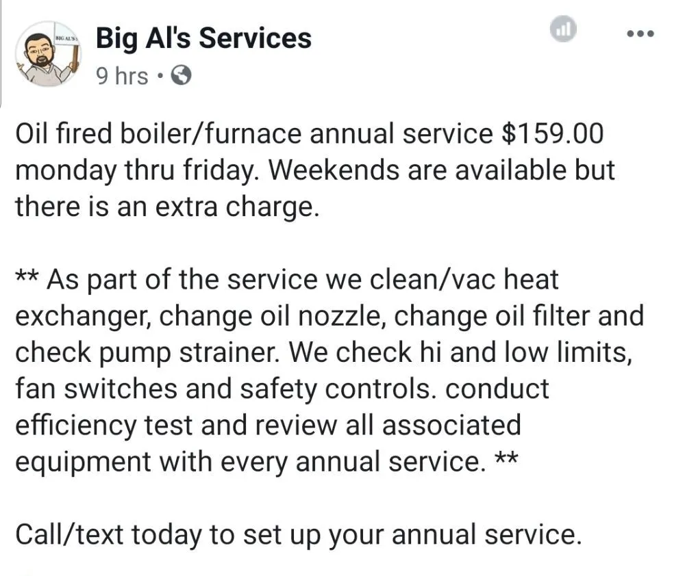 Slide of Big Al's Services