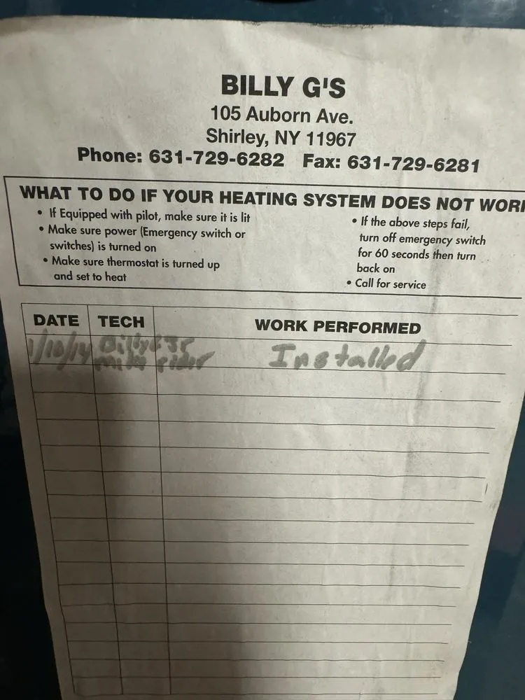 Slide of Billy G's Heating and Air Conditioning