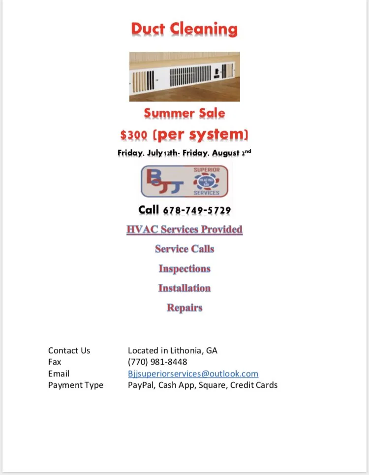 Slide of BJ&J Superior Heating and Air Services