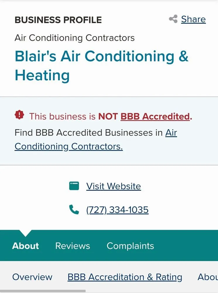Slide of Blair's Air Conditioning & Heating