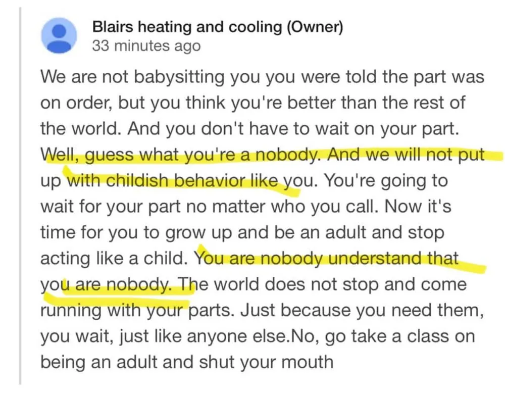 Slide of Blair's Heating and Cooling