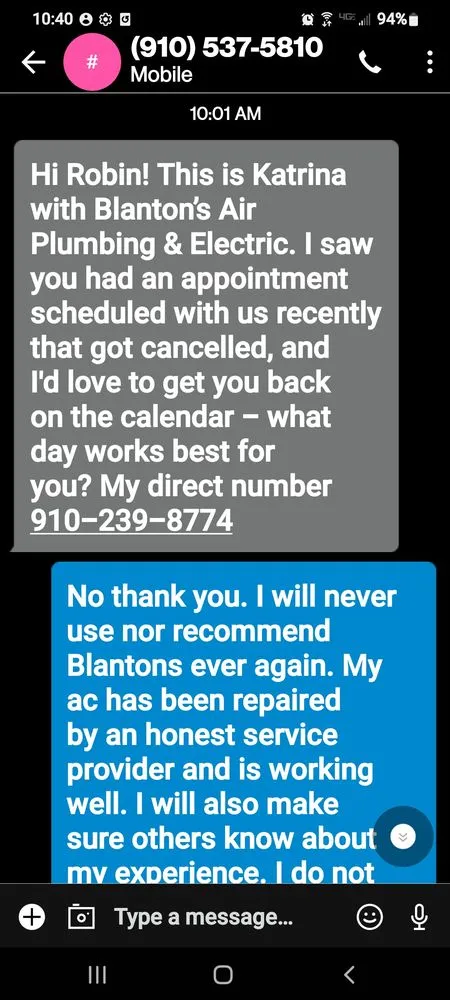 Slide of Blanton's Air, Plumbing & Electric