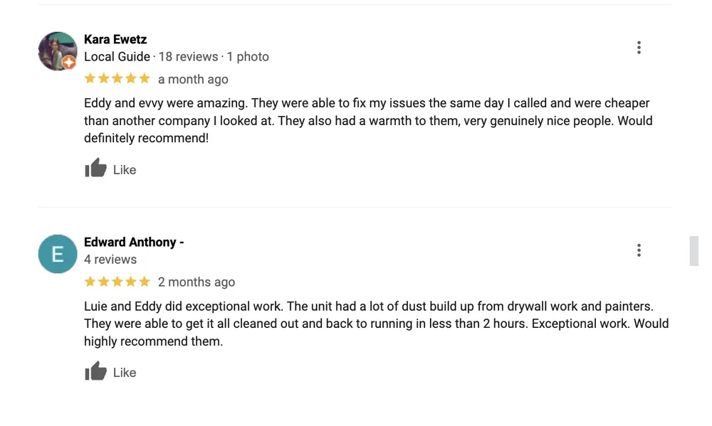 Slide of Blue Air Heating Cooling