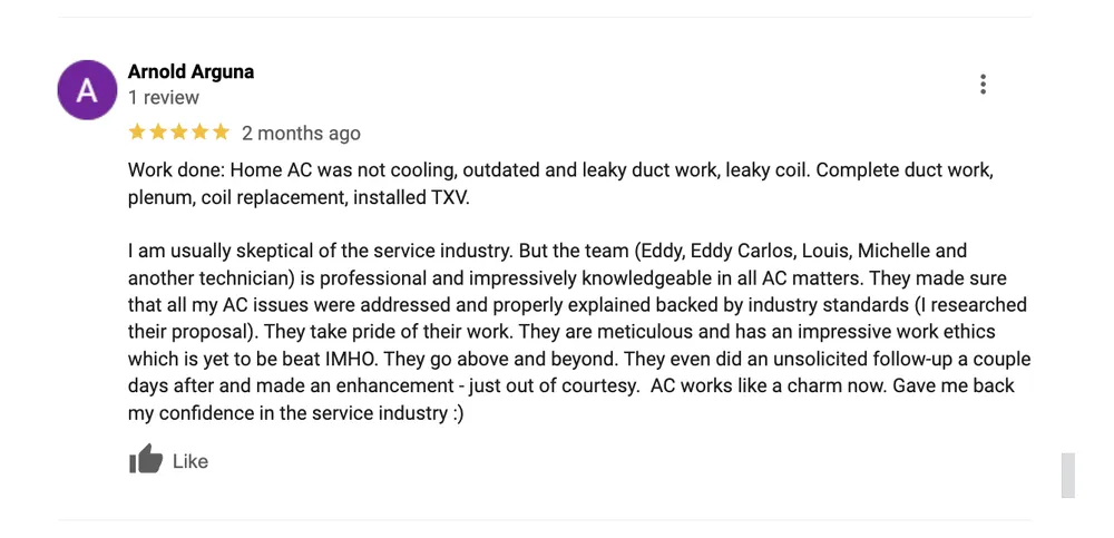 Slide of Blue Air Heating Cooling