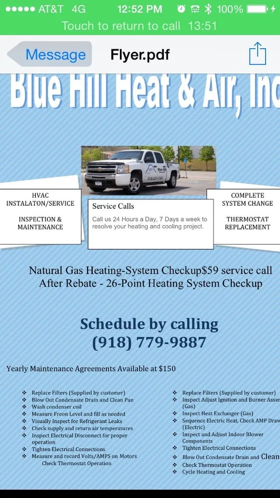 Slide of Blue Hill Heat and Air