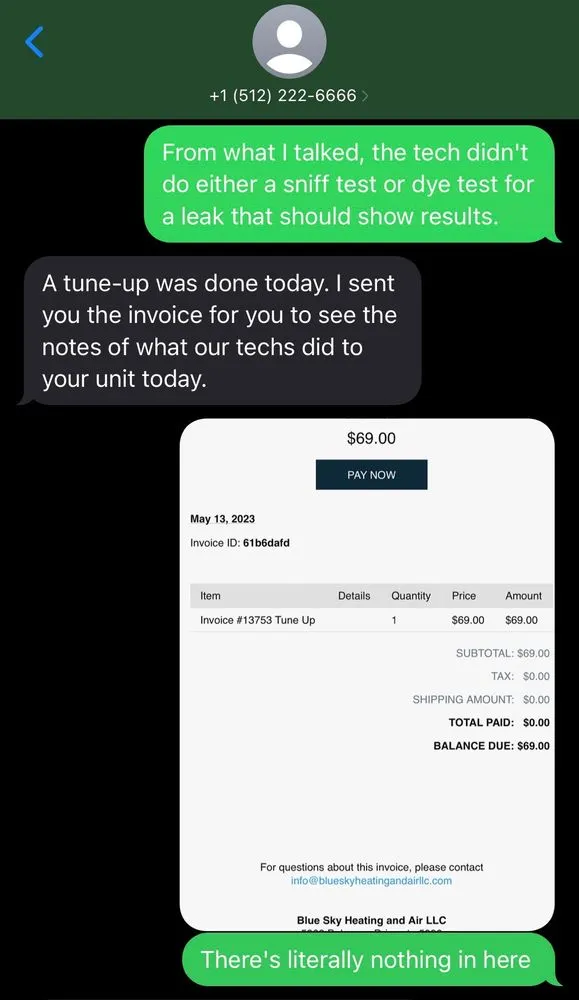 Slide of Blue Sky Heating and Air