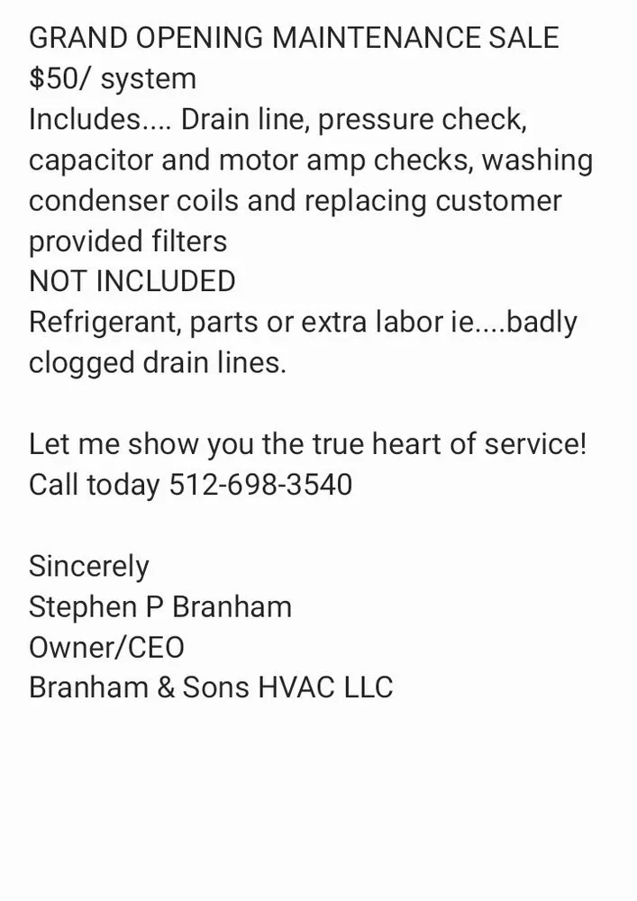 Slide of Branham and Sons HVAC