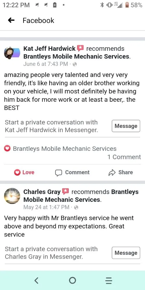 Slide of Brantleys Mobile Mechanic Service