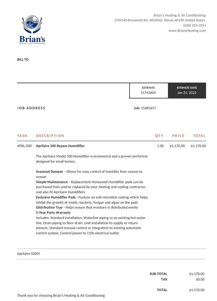 Slide of Brian's Heating & Air Conditioning