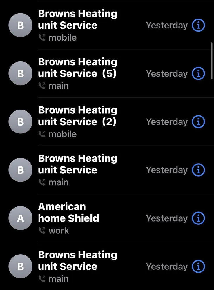 Slide of Browns HVAC