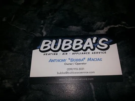 Bubba's Heating Air Appliance Service Logo