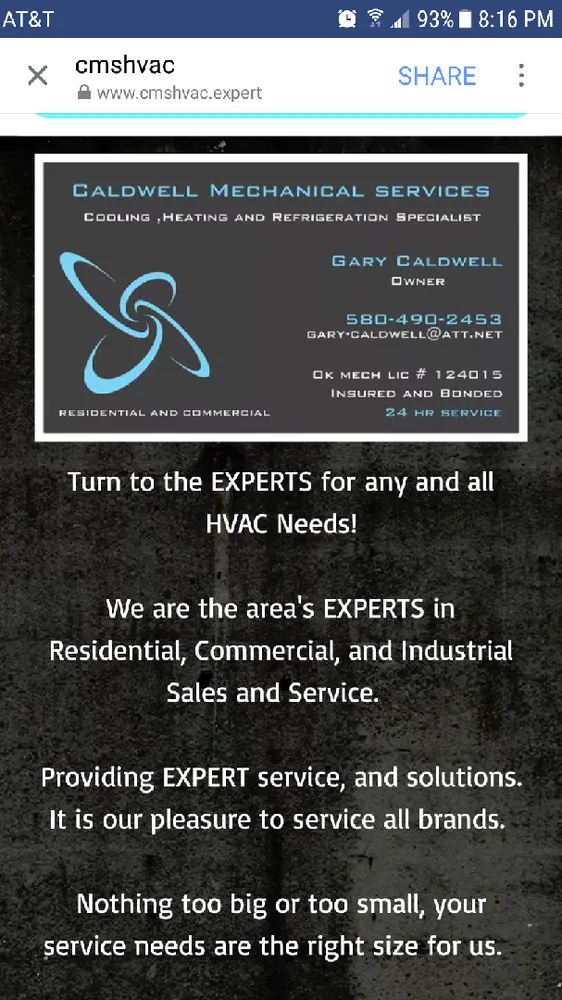 Slide of Caldwell Mechanical Services