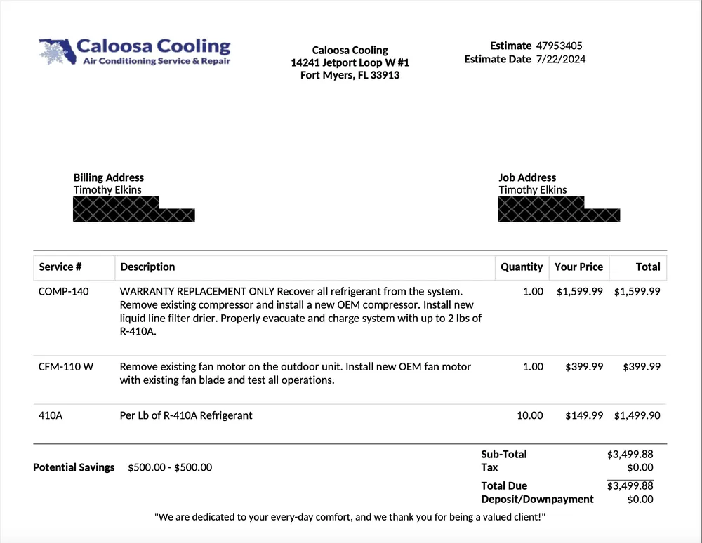 Slide of Caloosa Cooling