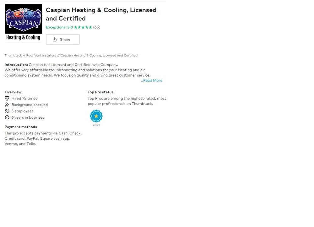 Slide of Caspian Heating and Cooling
