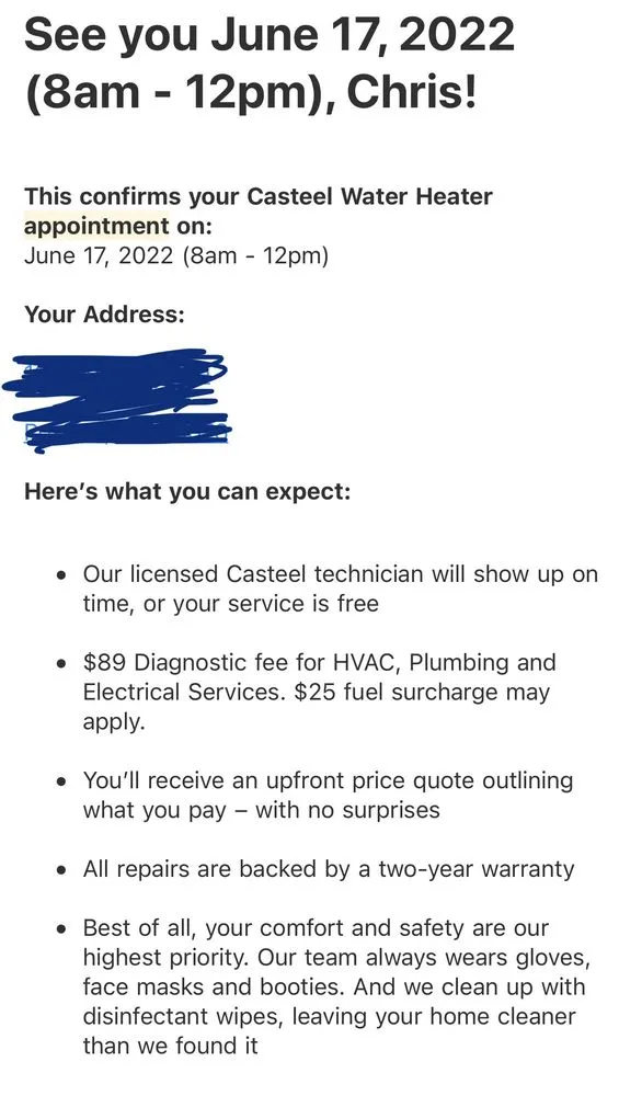 Slide of Casteel Heating, Cooling, Plumbing & Electrical