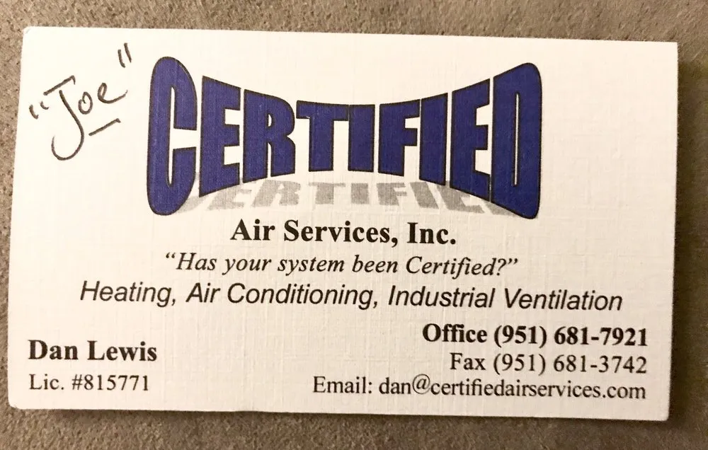 Slide of Certified Air Services