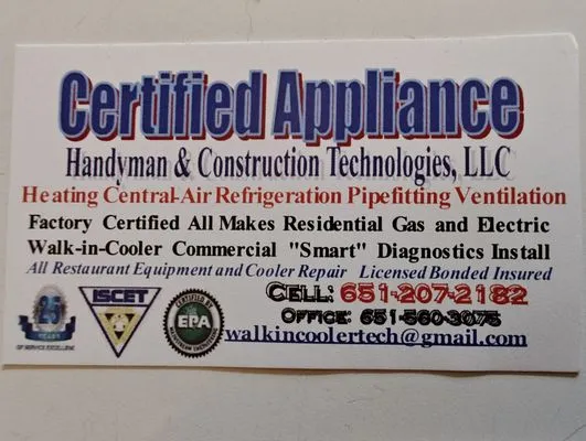 Certified Appliance, Handyman & Construction Technologies Logo