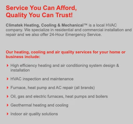 Slide of Climatek Heating & Cooling
