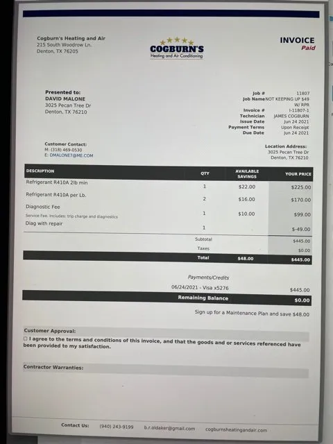 Slide of Cogburn's Heating & Air Conditioning