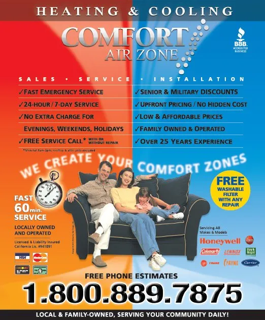 Slide of Comfort Air Zone Escondido HVAC Repair Service & Installation