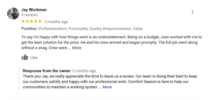 Slide of Comfort Seasons Heating and Cooling