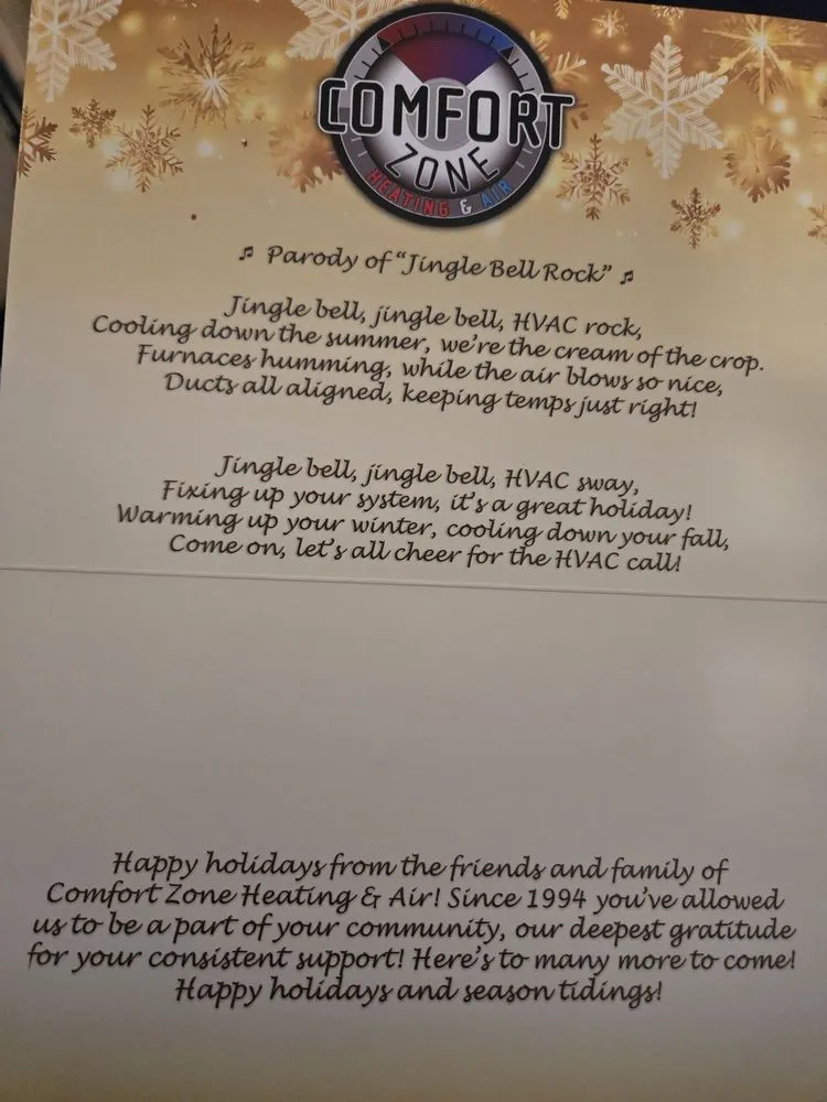 Slide of Comfort Zone Heating & Air