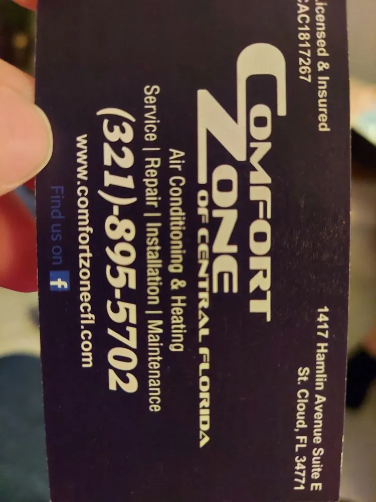 Slide of Comfort Zone of Central Florida