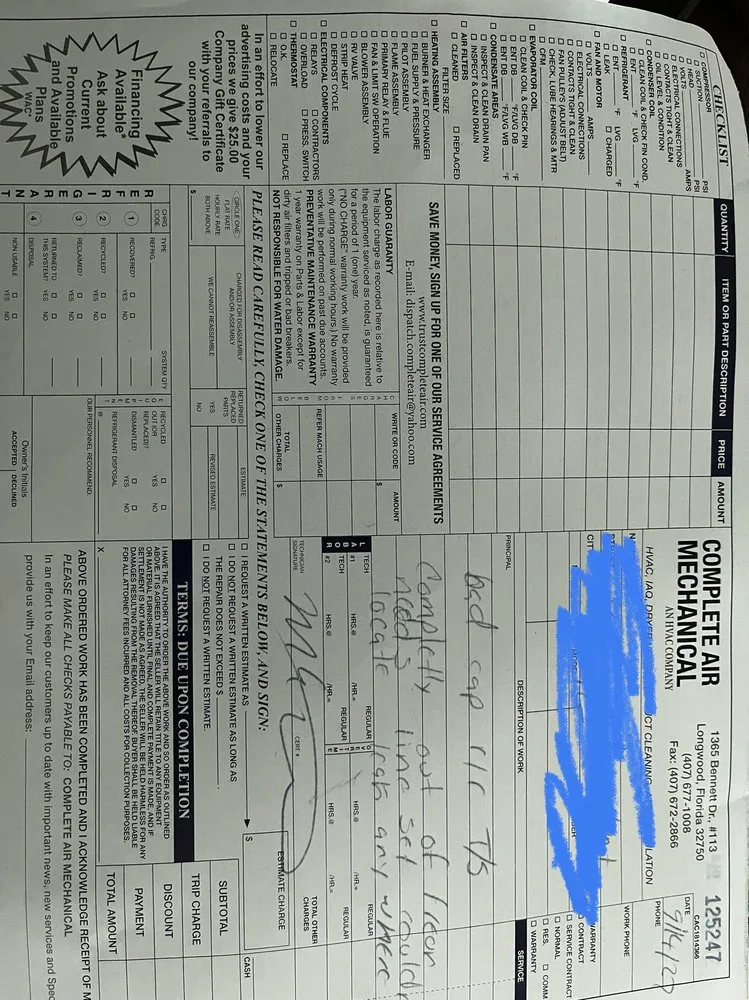 Slide of Complete Air Mechanical of Central Florida