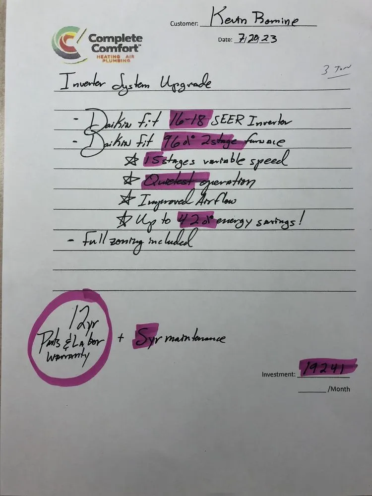 Slide of Complete Comfort Heating, A/C & Plumbing Repair