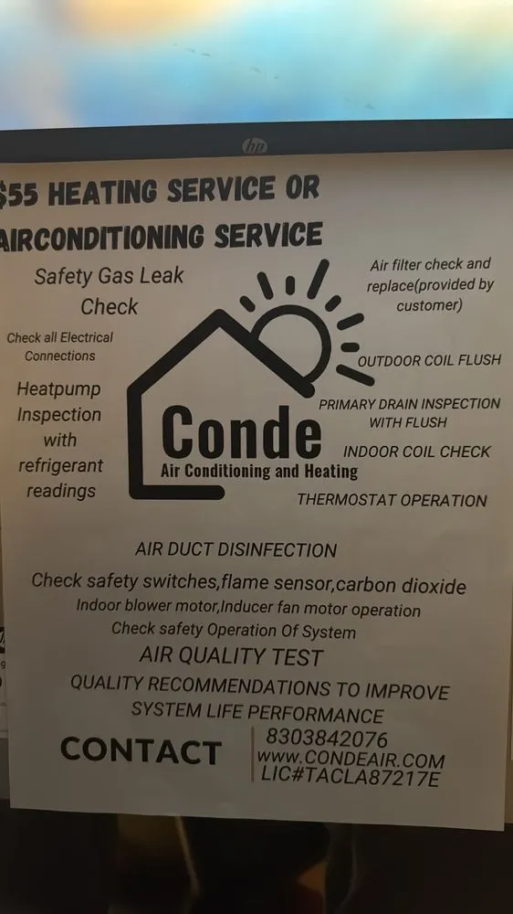 Slide of Conde Air Conditioning and Heating