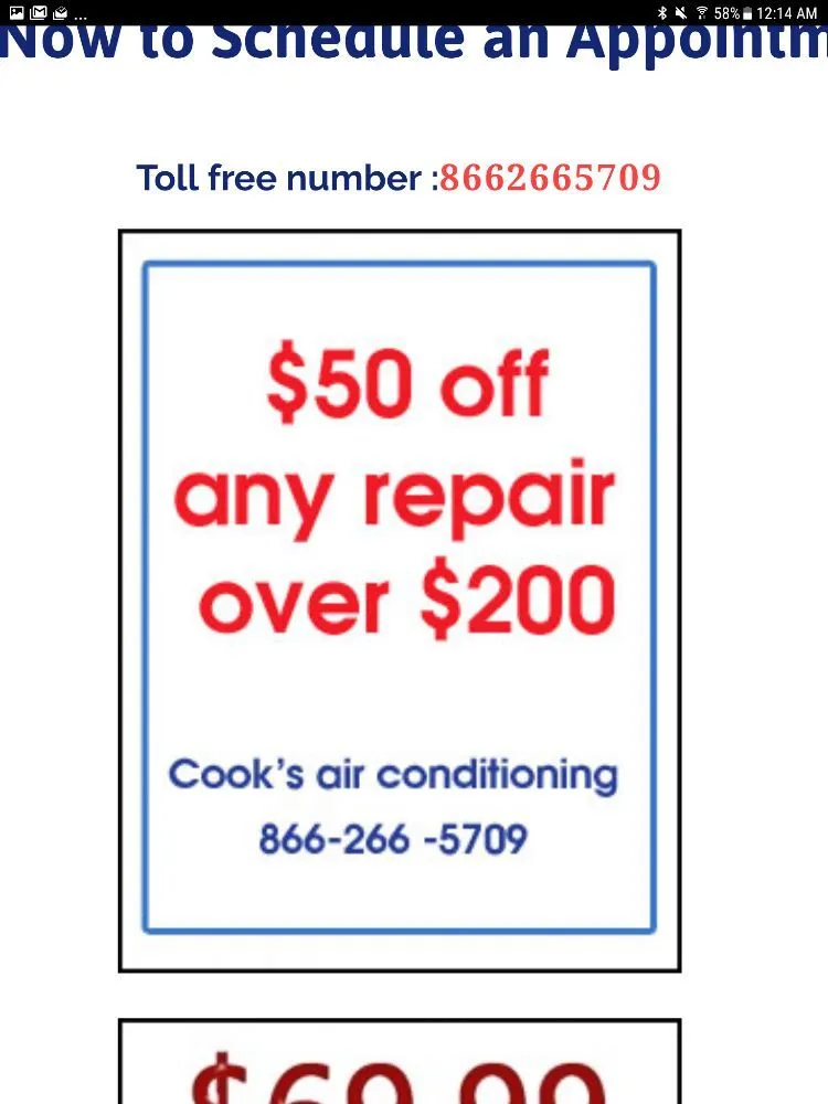 Slide of Cook's Air Conditioning & Heating Specialists
