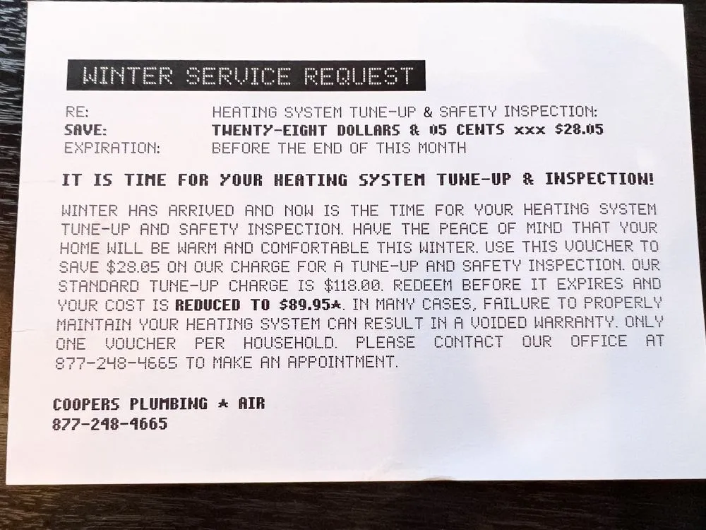 Slide of Cooper's Plumbing & Air