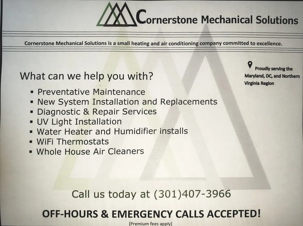 Slide of Cornerstone Mechanical Solutions