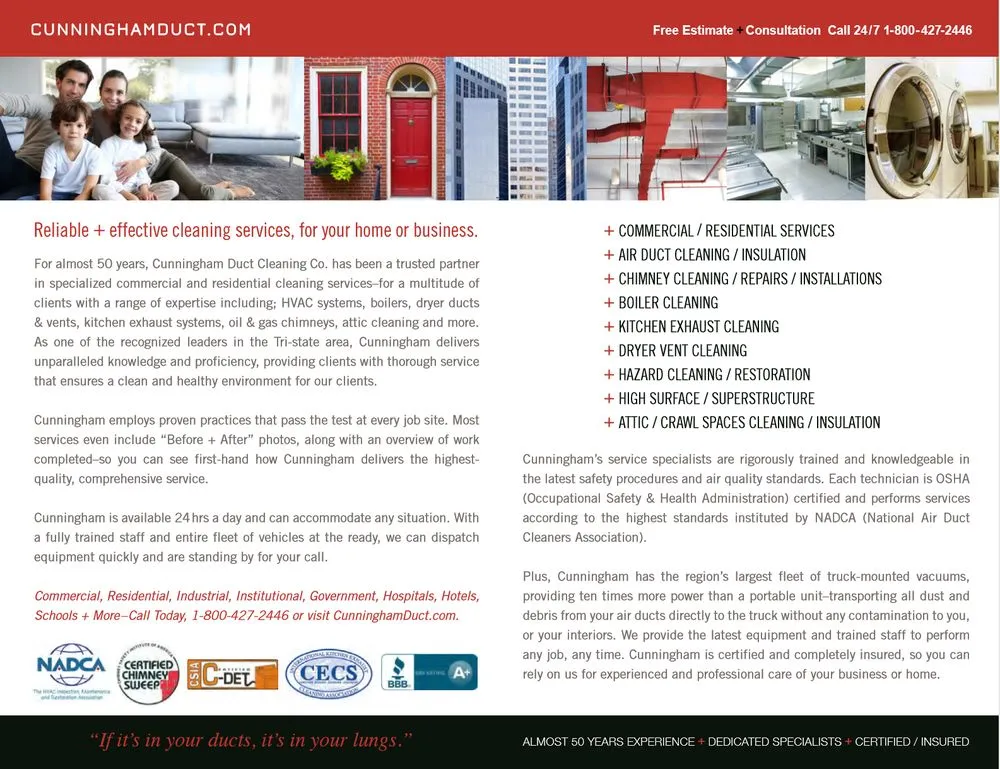 Slide of Cunningham Air Duct + Chimney Services