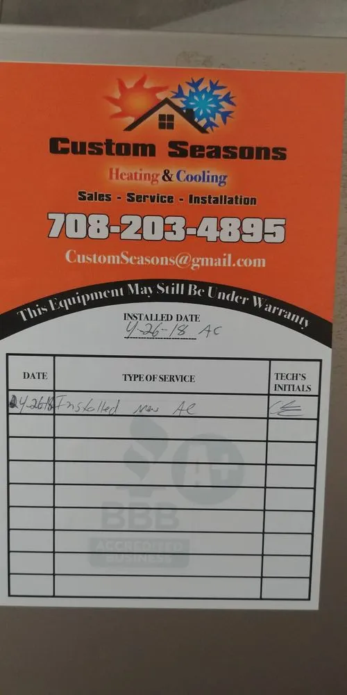 Slide of Custom Seasons Heating & Cooling