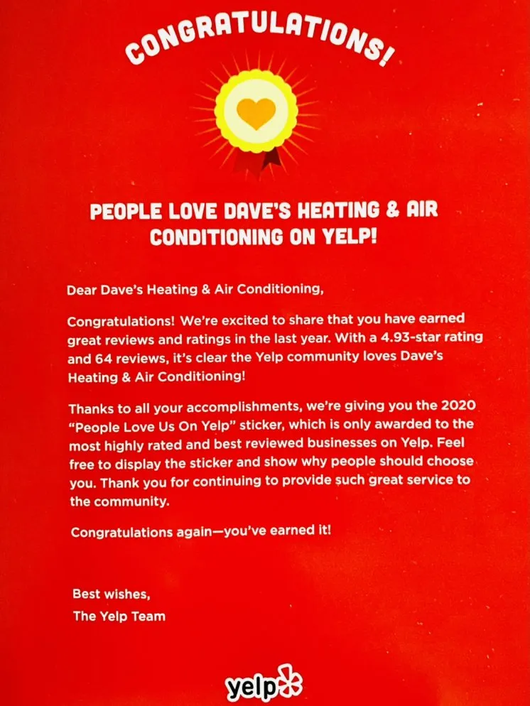 Slide of Dave's Heating & Air Conditioning