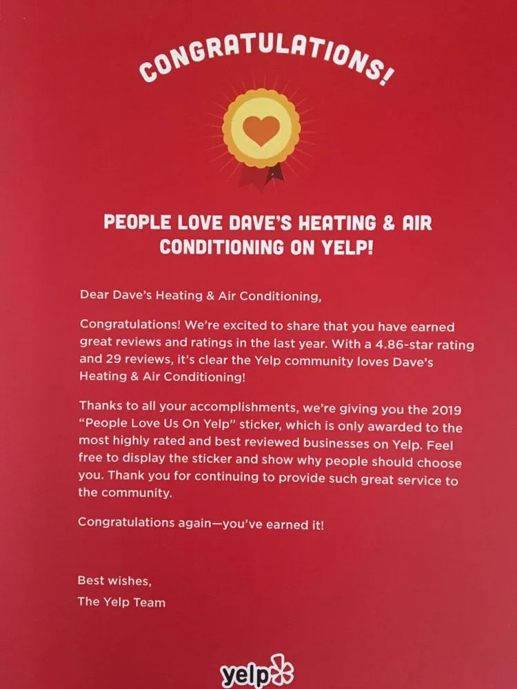 Slide of Dave's Heating & Air Conditioning