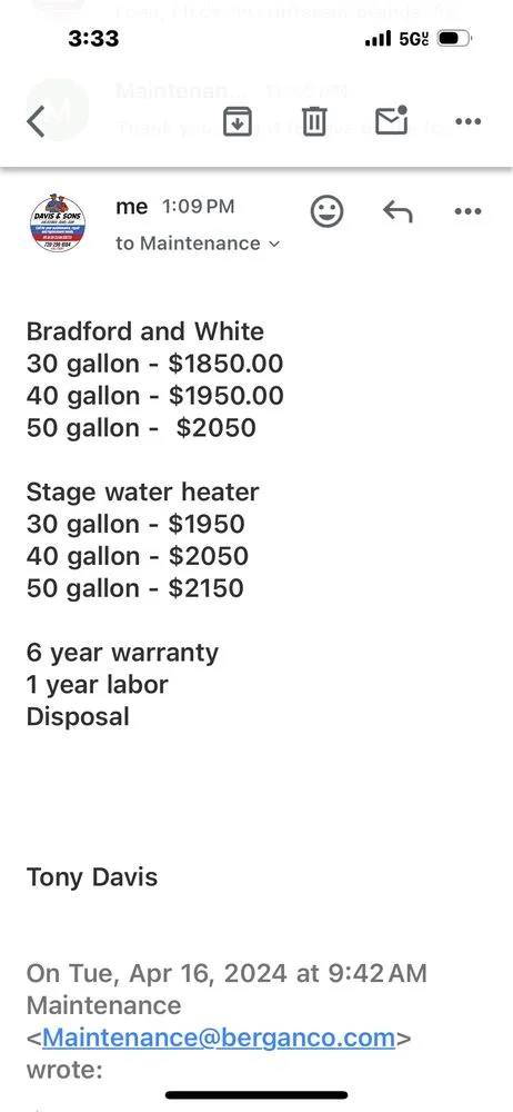 Slide of Davis & Son's Heating and Air