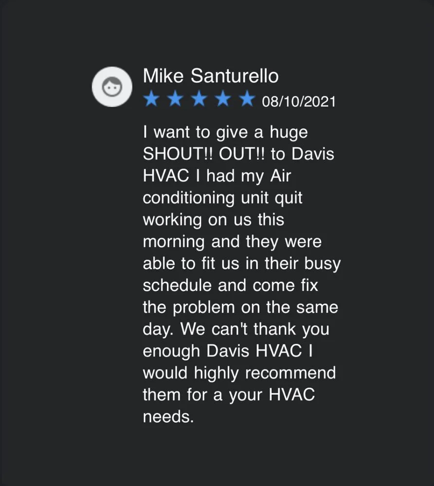 Slide of Davis HVAC