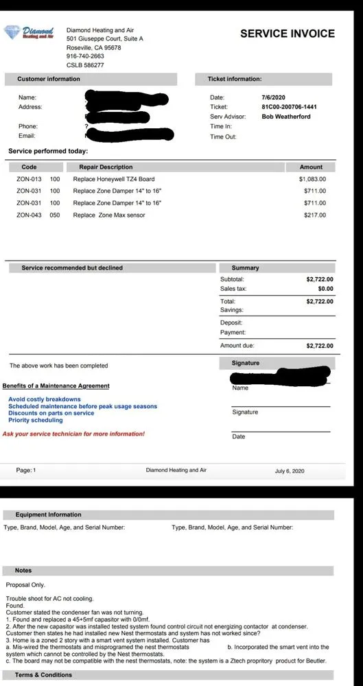 Slide of Diamond Heating and Air