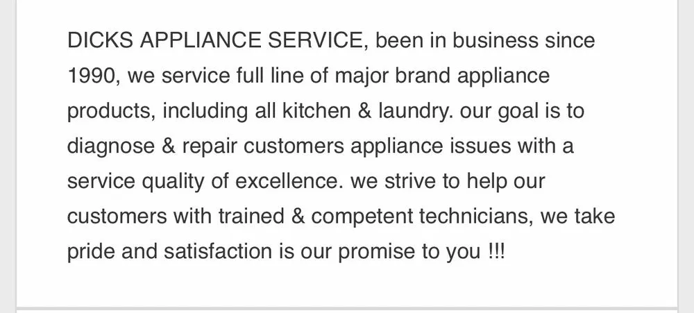 Slide of Dick's Appliance Services
