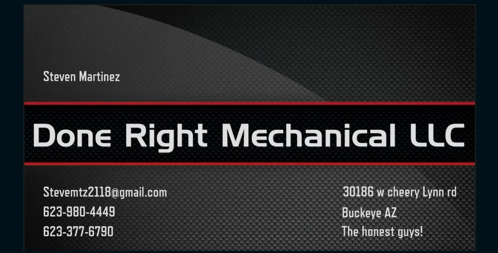 Slide of Done Right Mechanical