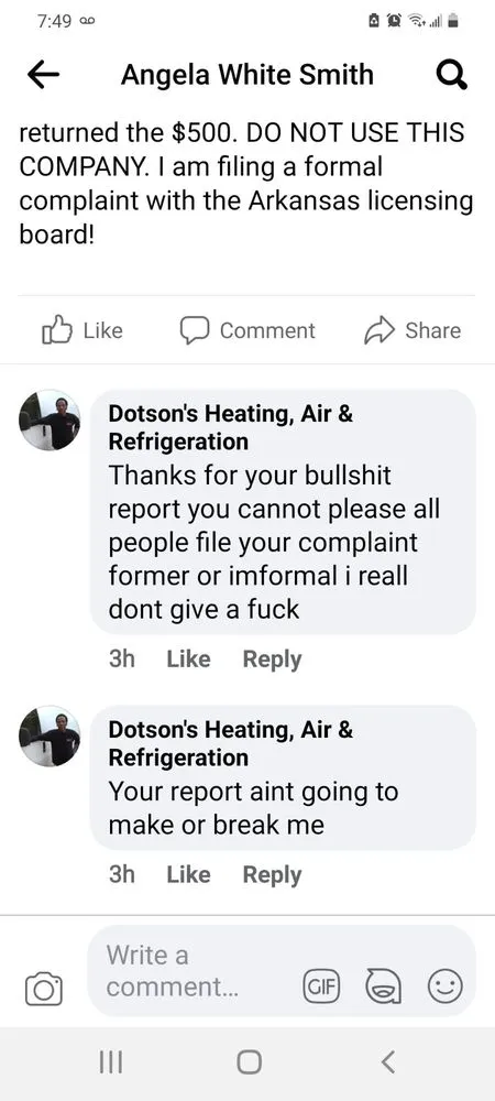 Slide of Dotson's Heating, Air, Refrigeration, & Electrical