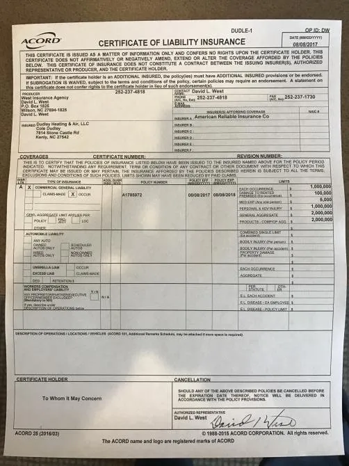 Slide of Dudley Heating & Air