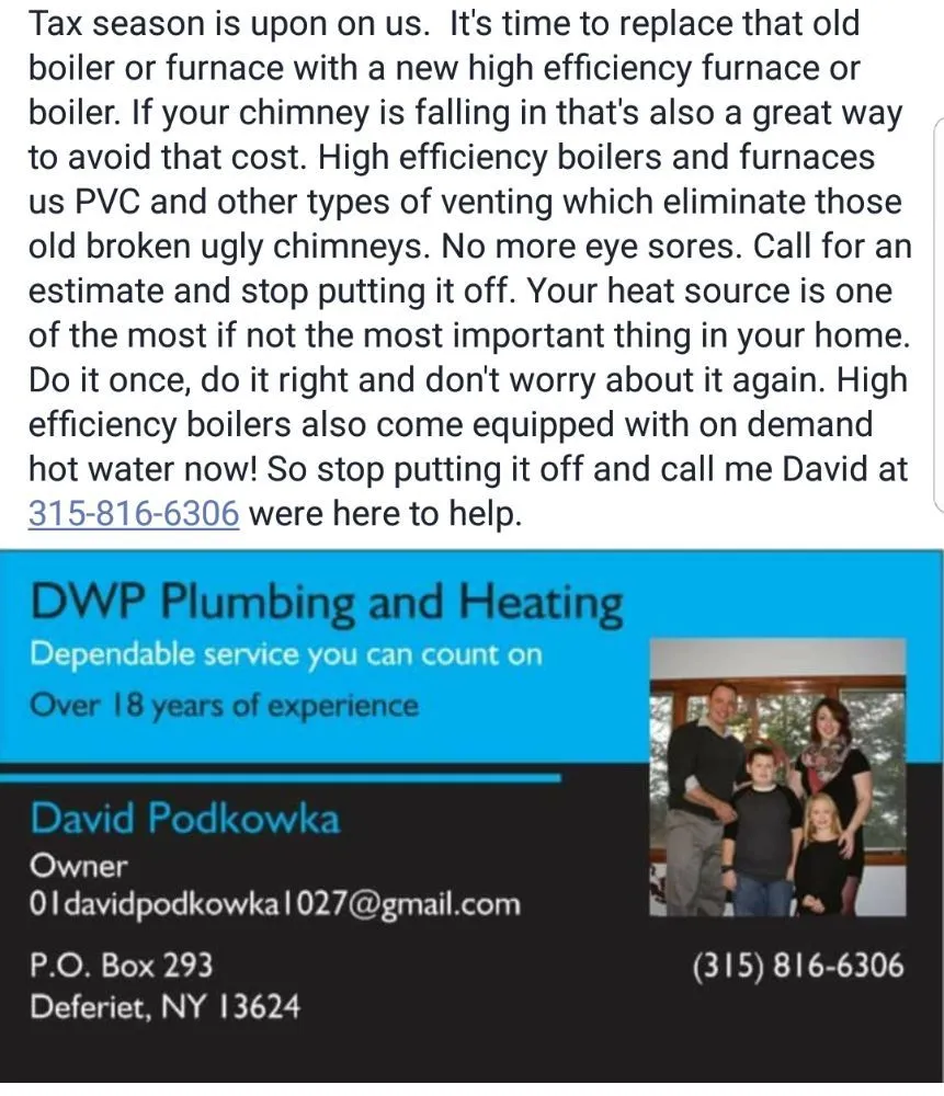 Certified HVAC repair in Deferiet, NY - DWP Plumbing and Heating