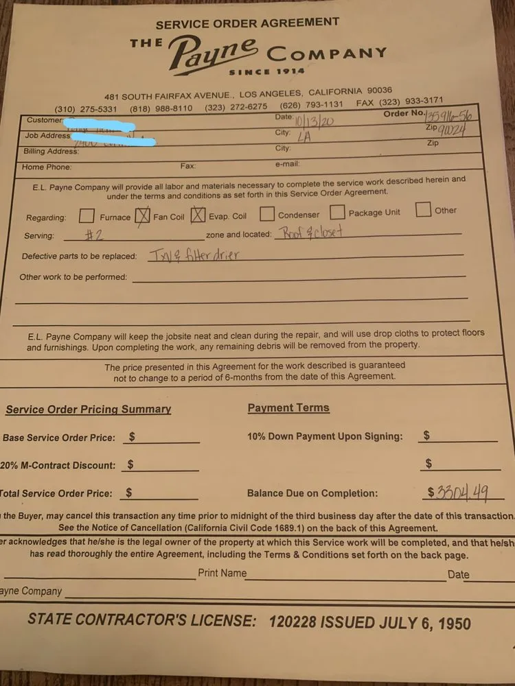 Slide of E L Payne Company