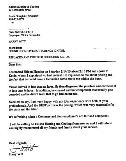 Slide of Edison Heating and Cooling