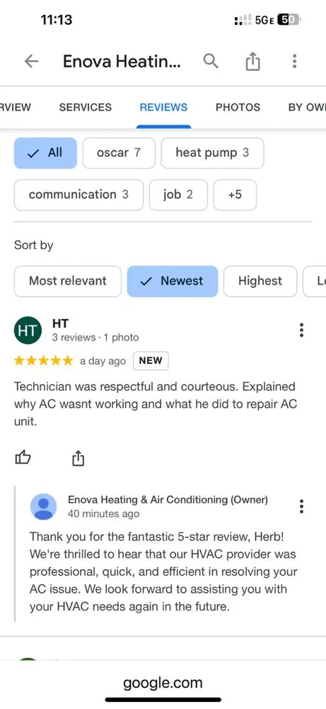 Slide of Enova Heating & Air Conditioning