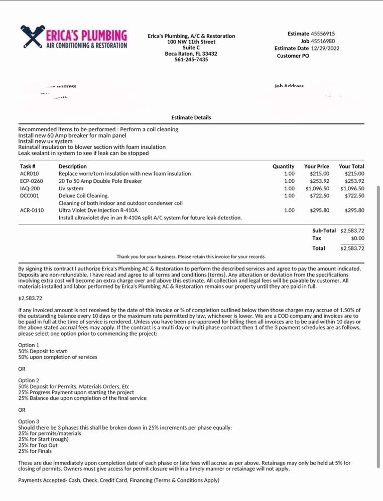 Slide of Erica's Plumbing, Air Conditioning & Restoration