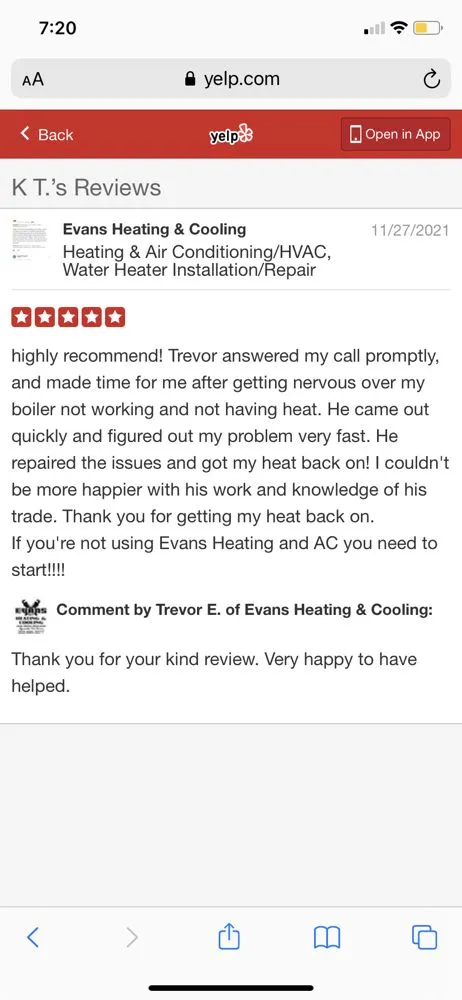 Slide of Evans Heating & Cooling